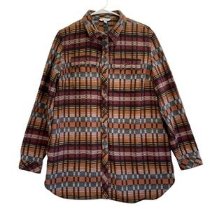 Women’s LL Bean Signature Chamis Button Up Shaket. Size LR